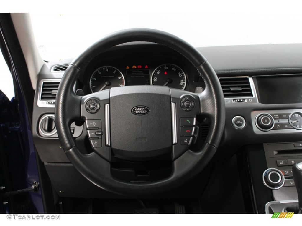 2010 Land Rover Range Rover Sport Supercharged Ebony/Lunar Stitching Steering Wheel Photo #78896484