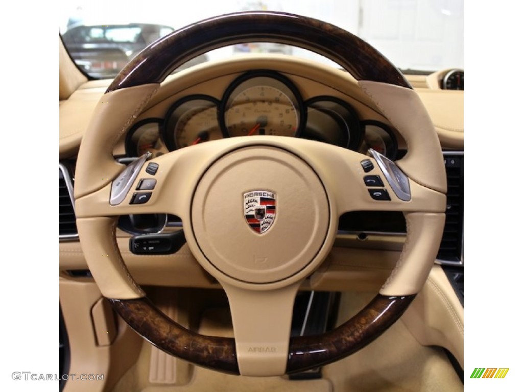 2010 Porsche Panamera Turbo Luxor Beige Steering Wheel Photo #78900310