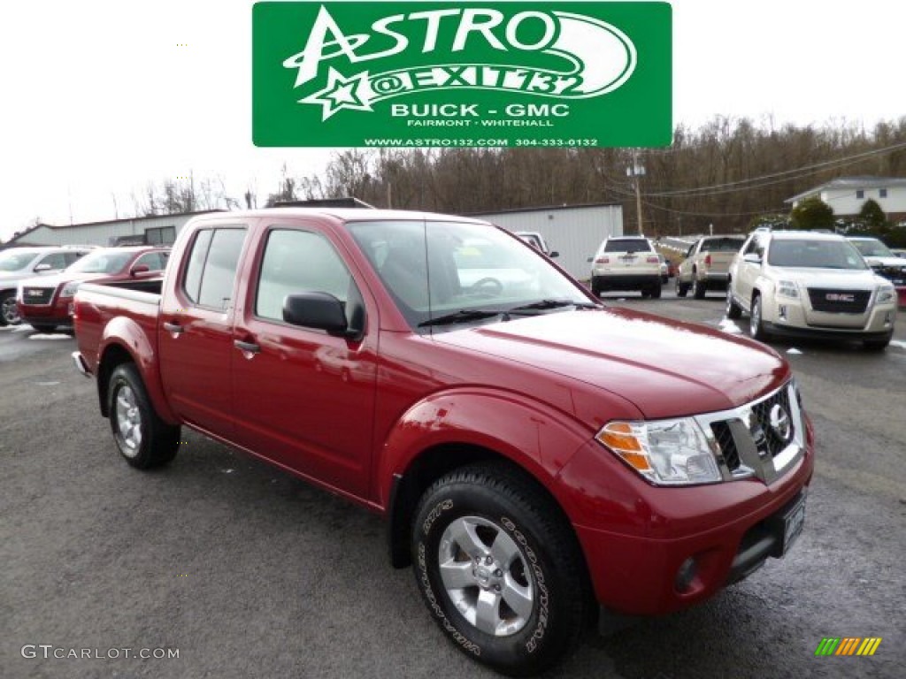 2012 Frontier SL Crew Cab 4x4 - Lava Red / Beige photo #1