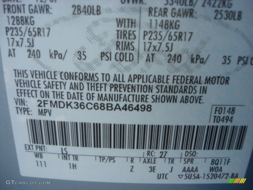 2008 Edge Color Code LS for Light Ice Blue Metallic Photo #78911853