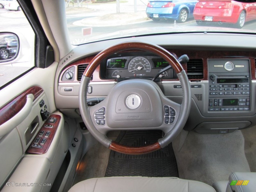 2003 Lincoln Town Car Signature Dark Stone/Medium Light Stone Steering Wheel Photo #78912005