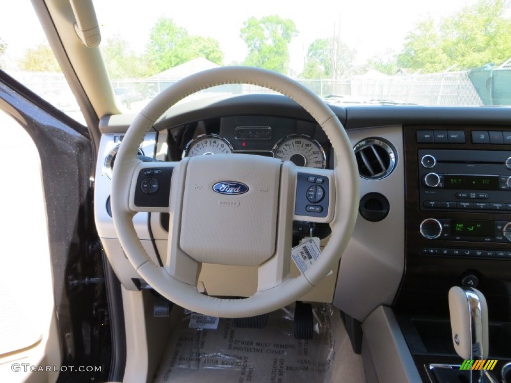 2013 Ford Expedition EL XLT Camel Steering Wheel Photo #78917529