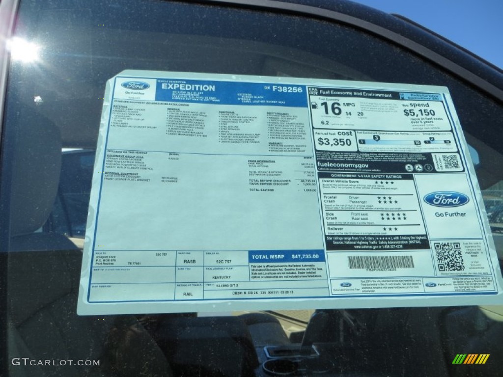 2013 Ford Expedition EL XLT Window Sticker Photo #78917600