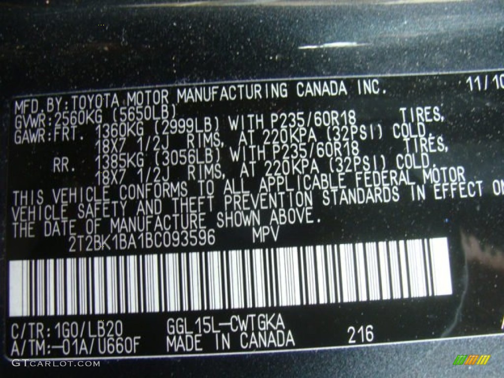 2011 RX Color Code 1G0 for Smokey Granite Mica Photo #78919414