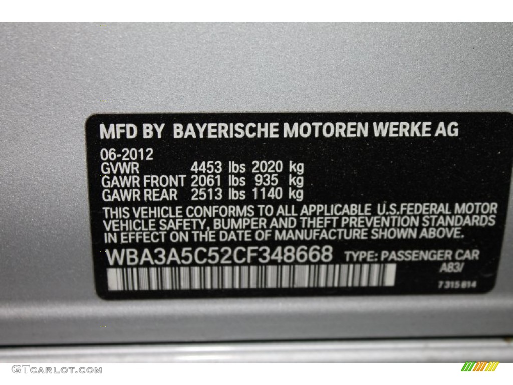 2012 3 Series Color Code A83 for Glacier Silver Metallic Photo #78923943