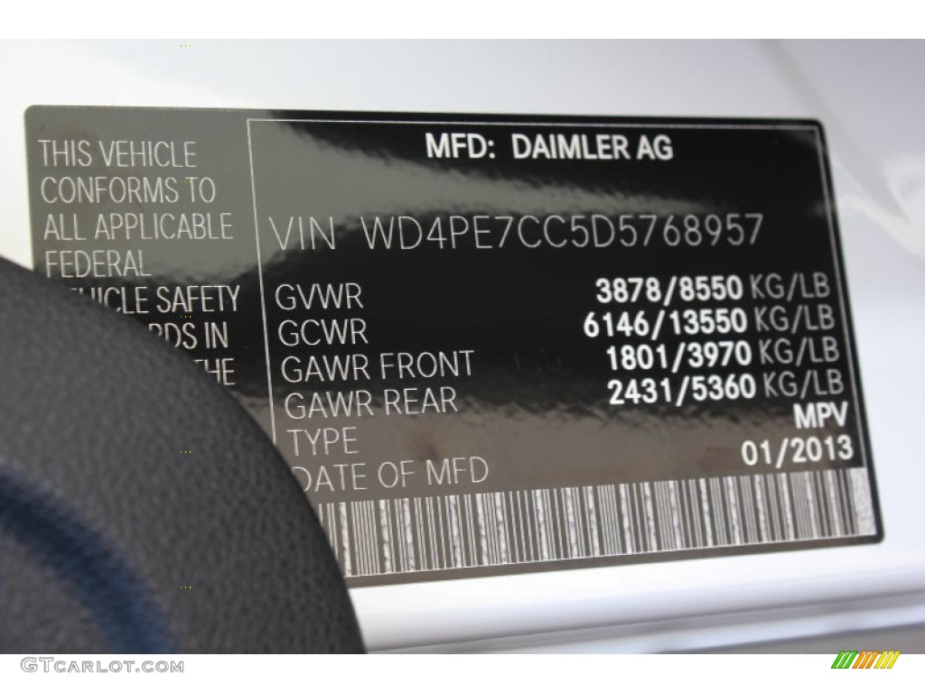 2013 Mercedes-Benz Sprinter 2500 Crew Van Info Tag Photo #78925968