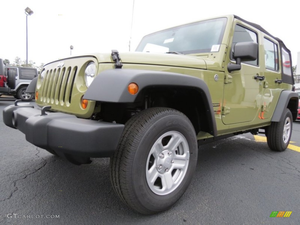 Commando Green 2013 Jeep Wrangler Unlimited Sport 4x4 Exterior Photo #78931443