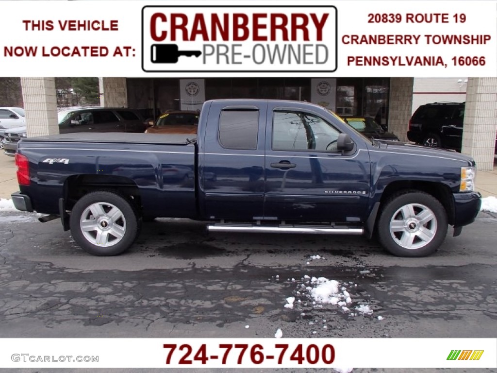 2008 Silverado 1500 LT Extended Cab 4x4 - Dark Blue Metallic / Ebony photo #1