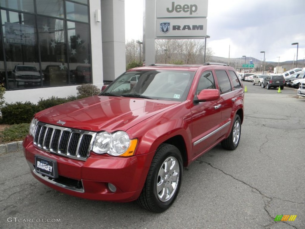 2009 Grand Cherokee Overland 4x4 - Blaze Red Crystal Pearl / Light Graystone Royale Leather photo #1