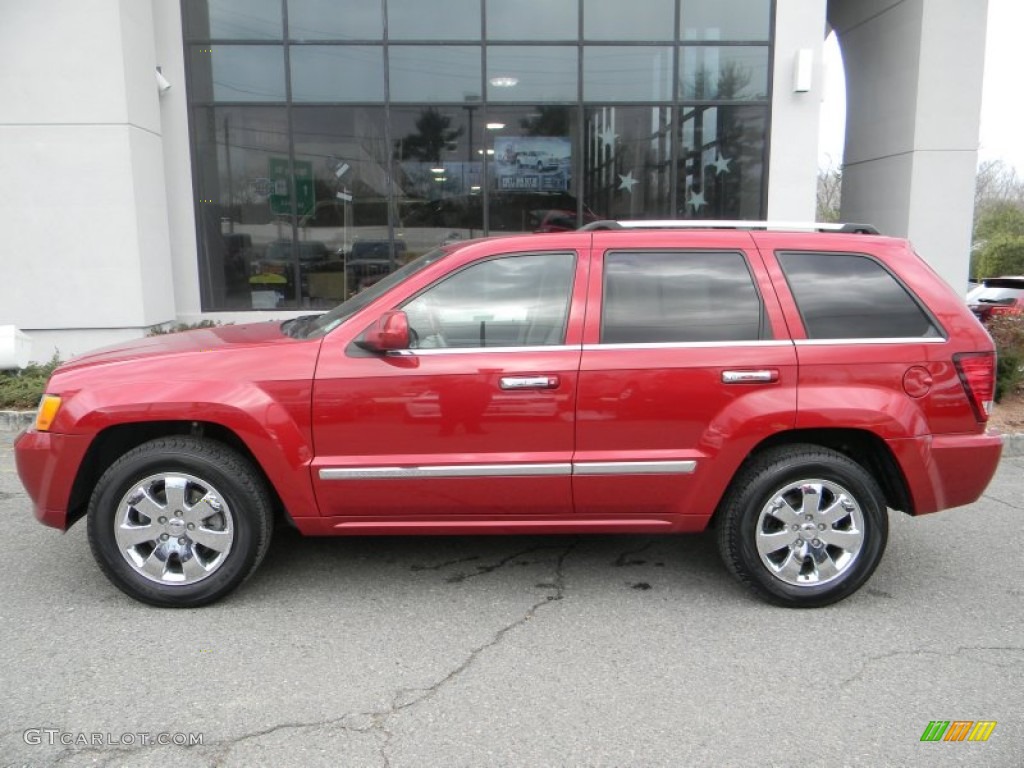 2009 Grand Cherokee Overland 4x4 - Blaze Red Crystal Pearl / Light Graystone Royale Leather photo #2