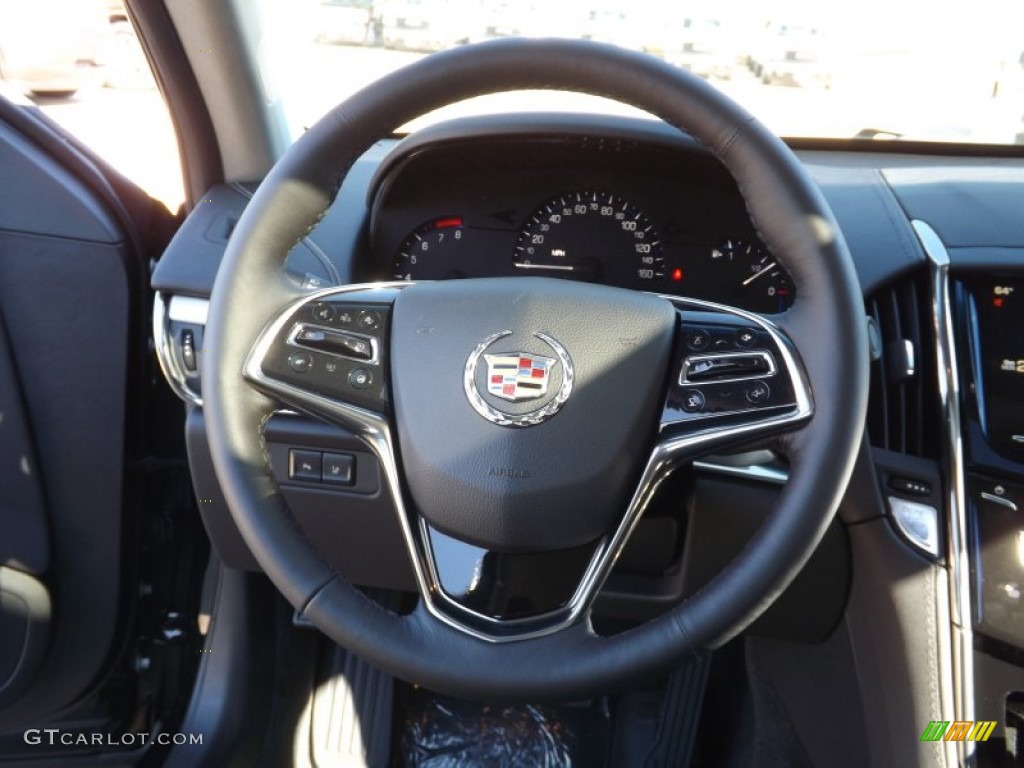 2013 Cadillac ATS 3.6L Luxury Jet Black/Jet Black Accents Steering Wheel Photo #78942489