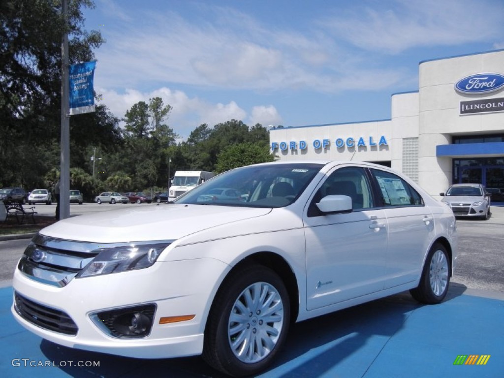 2012 Fusion Hybrid - White Platinum Tri-Coat / Medium Light Stone photo #1