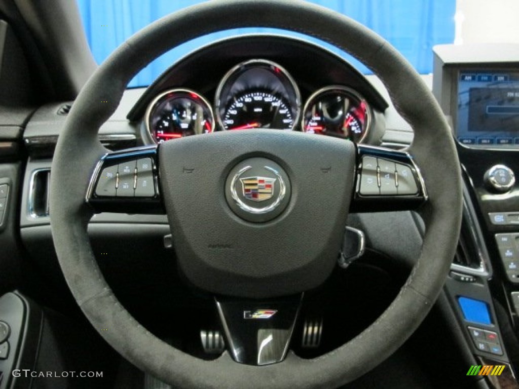 2012 Cadillac CTS -V Coupe Ebony/Ebony Steering Wheel Photo #78950233