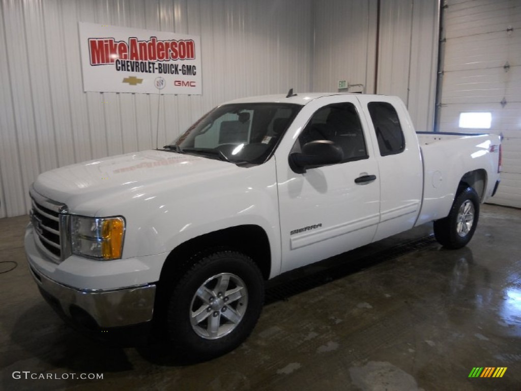 2013 Sierra 1500 SLE Extended Cab 4x4 - Summit White / Ebony photo #1