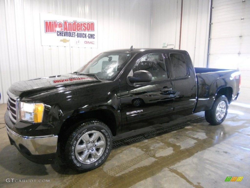 2013 Sierra 1500 SLE Extended Cab 4x4 - Onyx Black / Ebony photo #1
