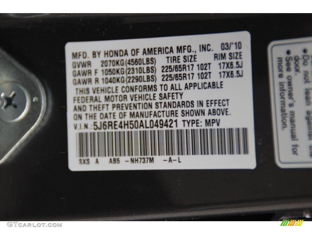 2010 CR-V EX AWD - Polished Metal Metallic / Black photo #26
