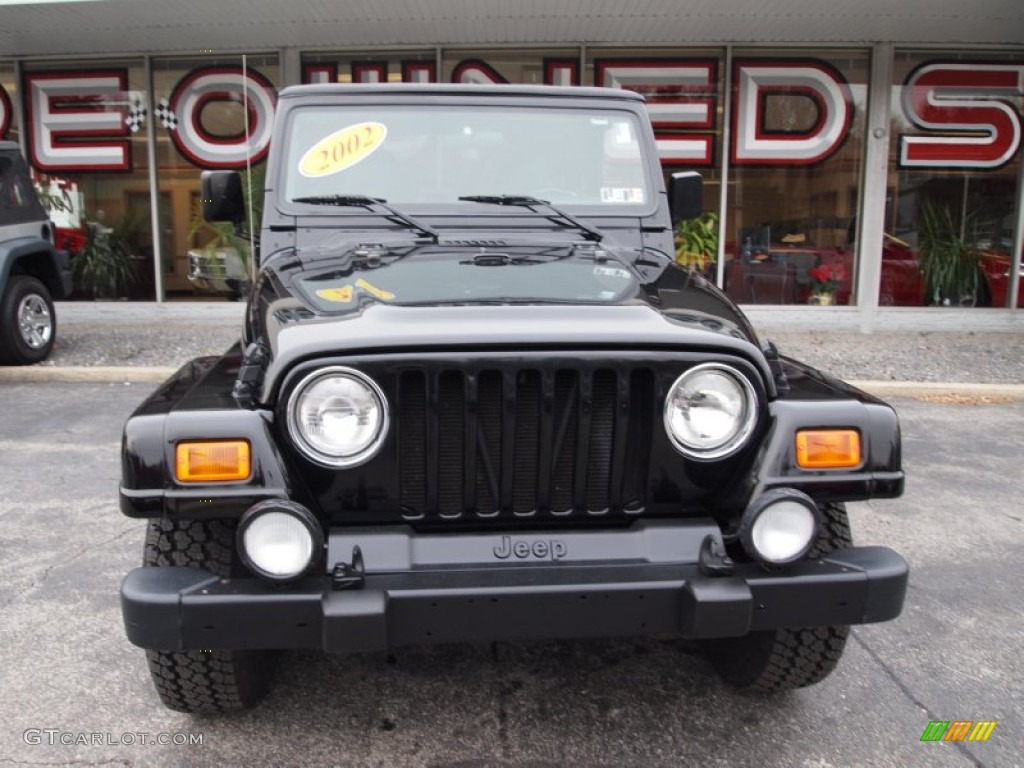 2002 Wrangler Sahara 4x4 - Black / Camel Beige/Dark Green photo #3