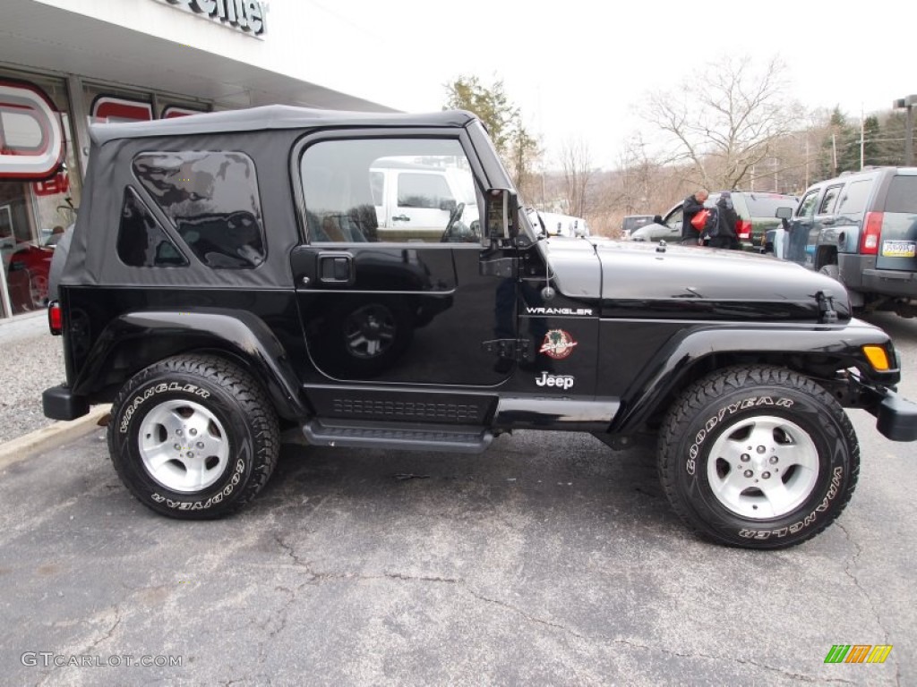 2002 Wrangler Sahara 4x4 - Black / Camel Beige/Dark Green photo #5