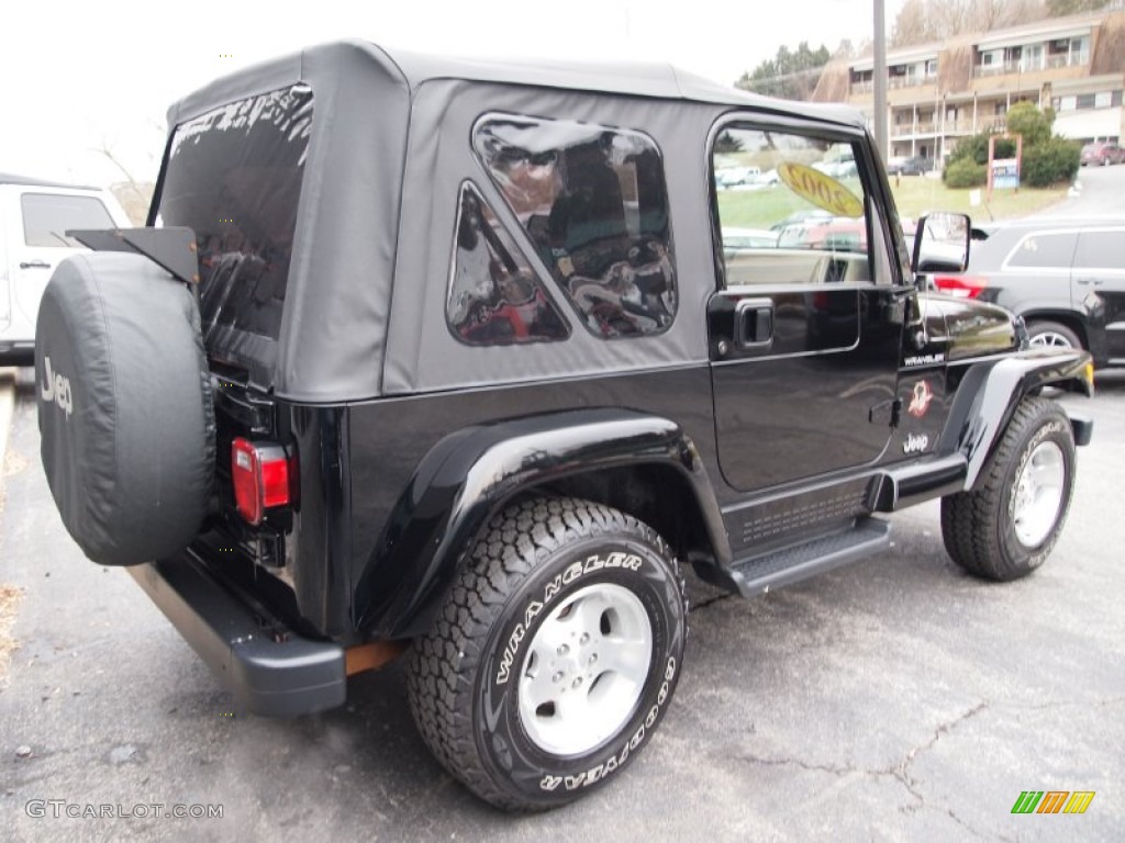 2002 Wrangler Sahara 4x4 - Black / Camel Beige/Dark Green photo #6