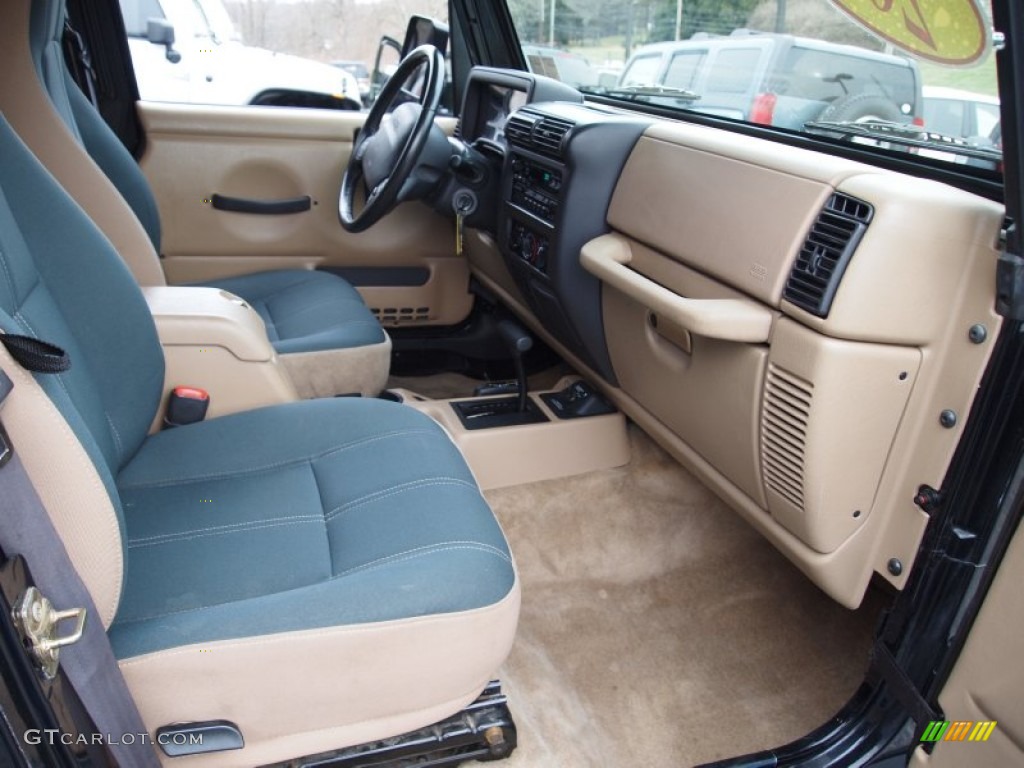 2002 Wrangler Sahara 4x4 - Black / Camel Beige/Dark Green photo #14