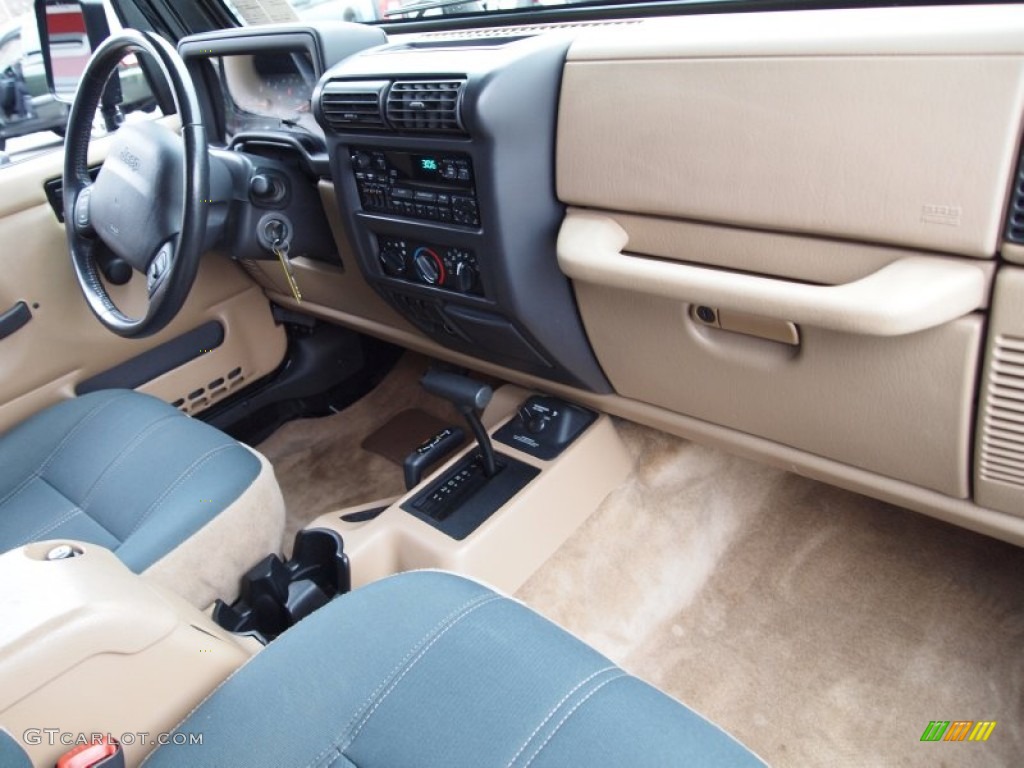 2002 Wrangler Sahara 4x4 - Black / Camel Beige/Dark Green photo #15