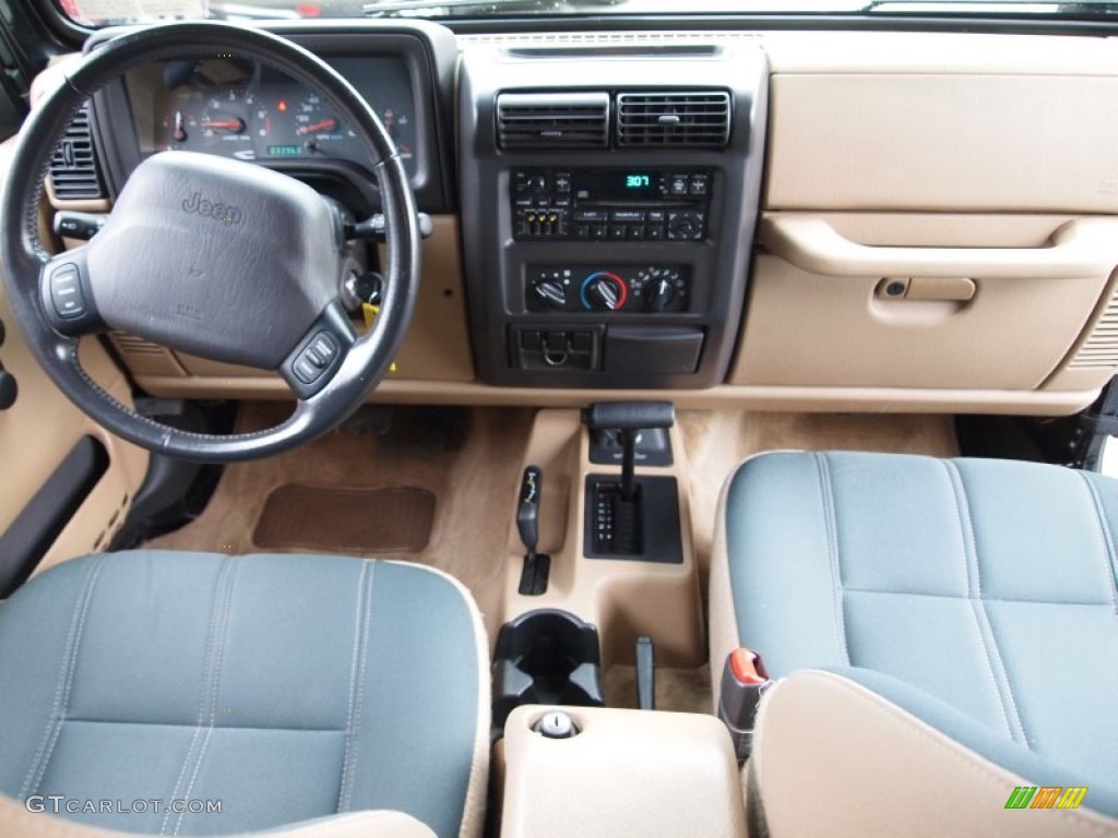 2002 Wrangler Sahara 4x4 - Black / Camel Beige/Dark Green photo #18