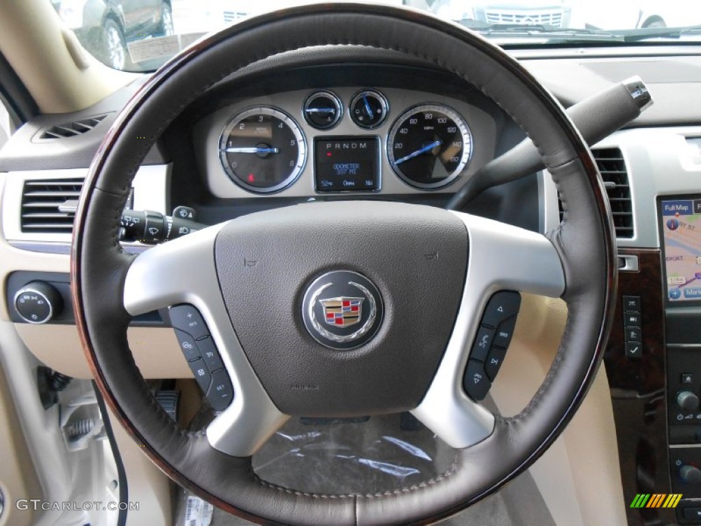 2013 Cadillac Escalade ESV Premium AWD Cashmere/Cocoa Steering Wheel Photo #78965365