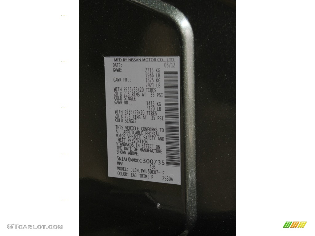 2013 JX Color Code EAJ for Emerald Graphite Photo #78971785