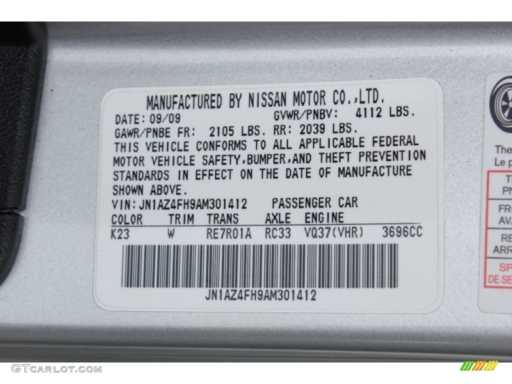 2010 370Z Color Code K23 for Brilliant Silver Photo #78974527