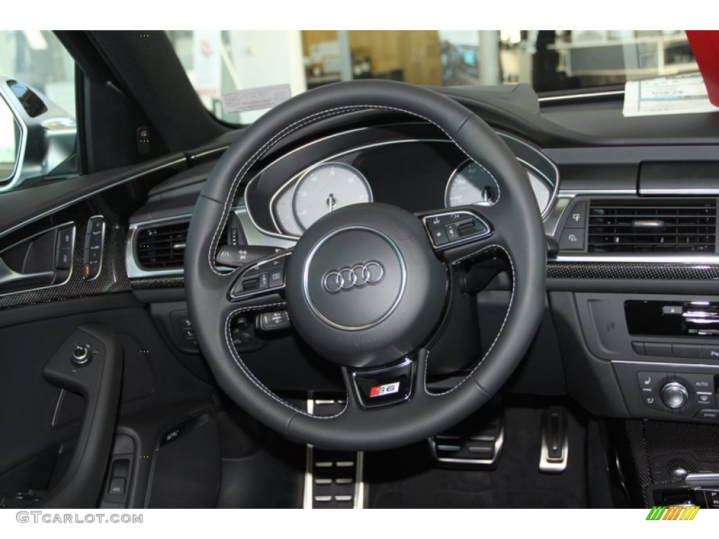 2013 Audi S6 4.0 TFSI quattro Sedan Black Steering Wheel Photo #78975088