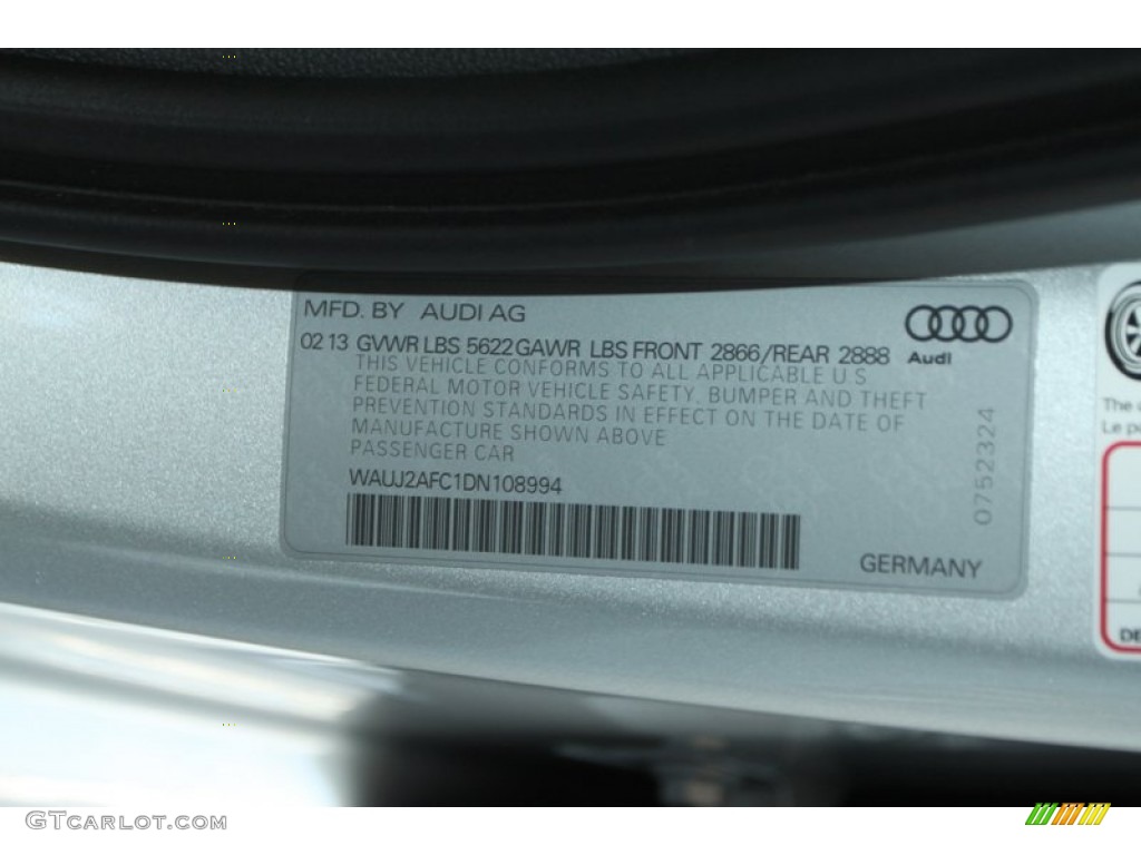 2013 Audi S6 4.0 TFSI quattro Sedan Info Tag Photo #78975188