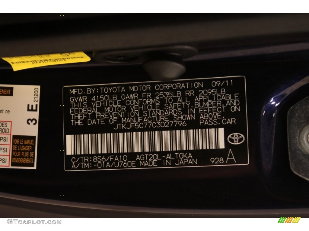 2012 tC Color Code 8S6 for Nautical Blue Metallic Photo #78977462