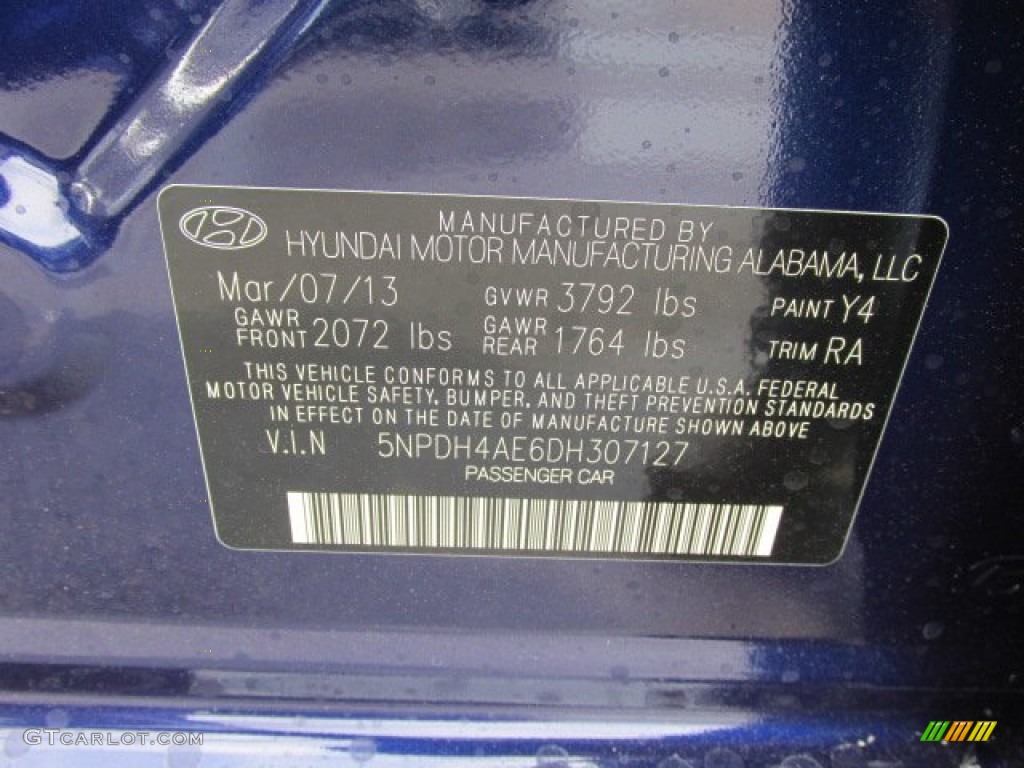 2013 Elantra Limited - Indigo Night / Gray photo #10