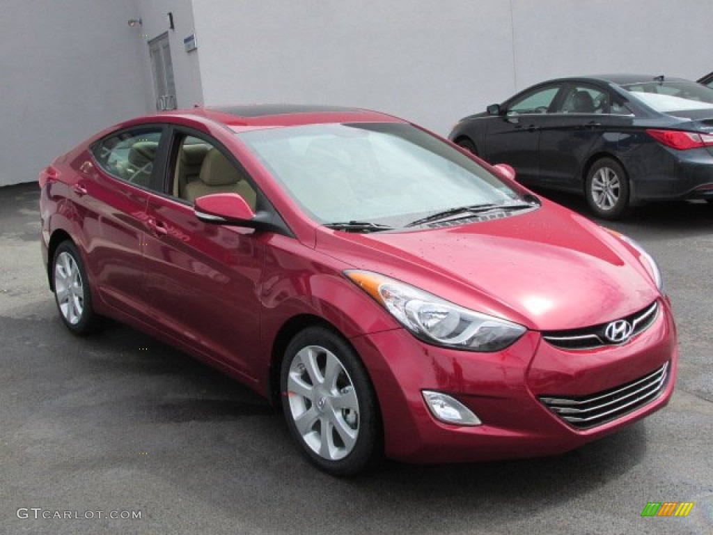 2013 Elantra Limited - Sparkling Ruby / Beige photo #3