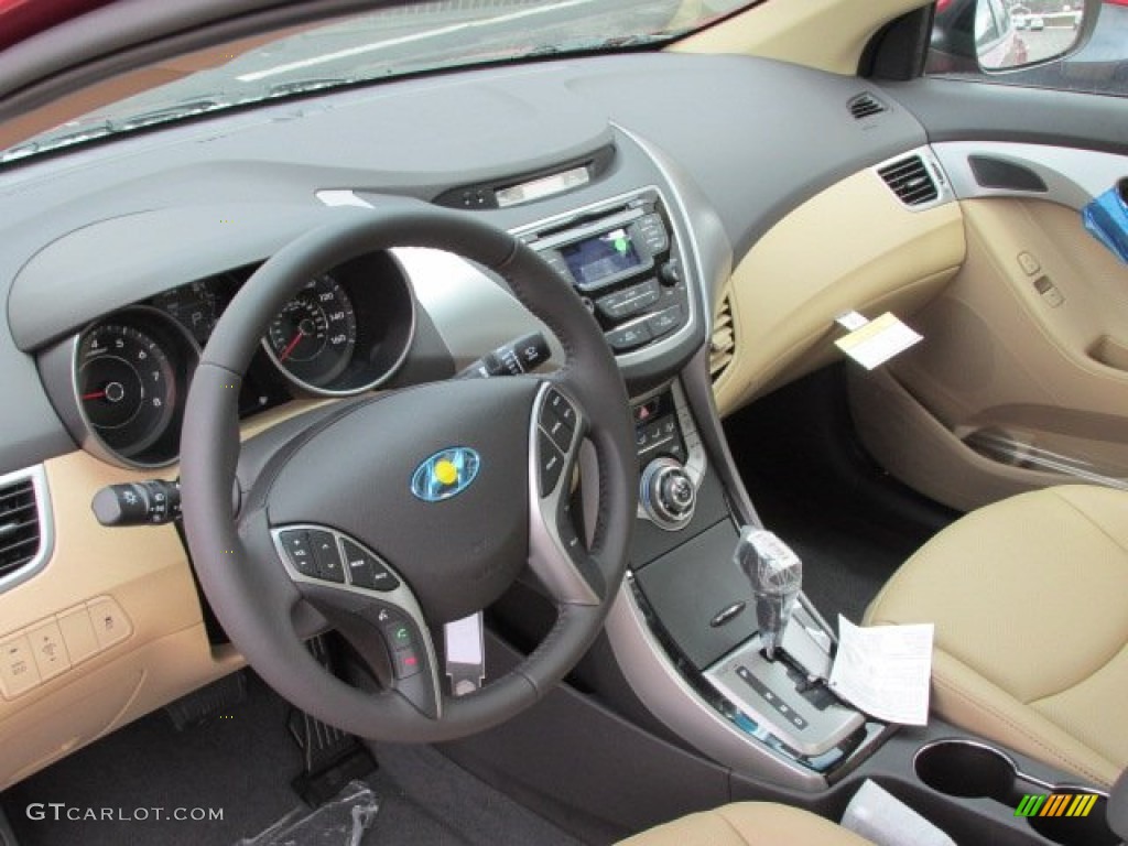 2013 Elantra Limited - Sparkling Ruby / Beige photo #6