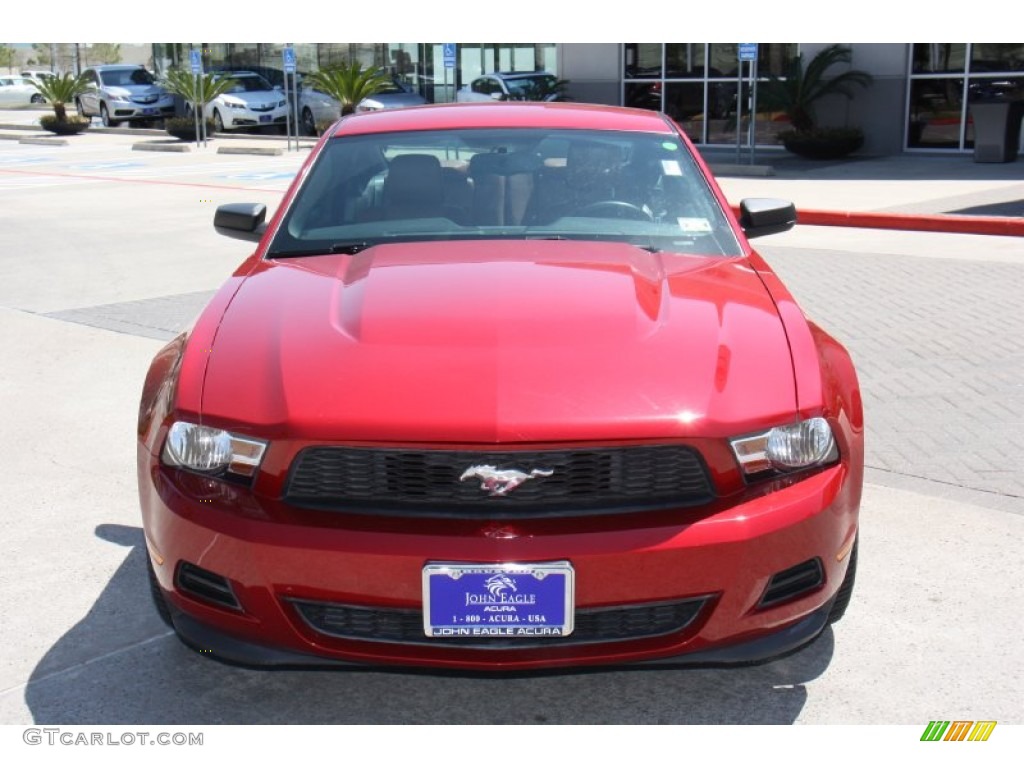 2011 Mustang V6 Premium Coupe - Red Candy Metallic / Saddle photo #3