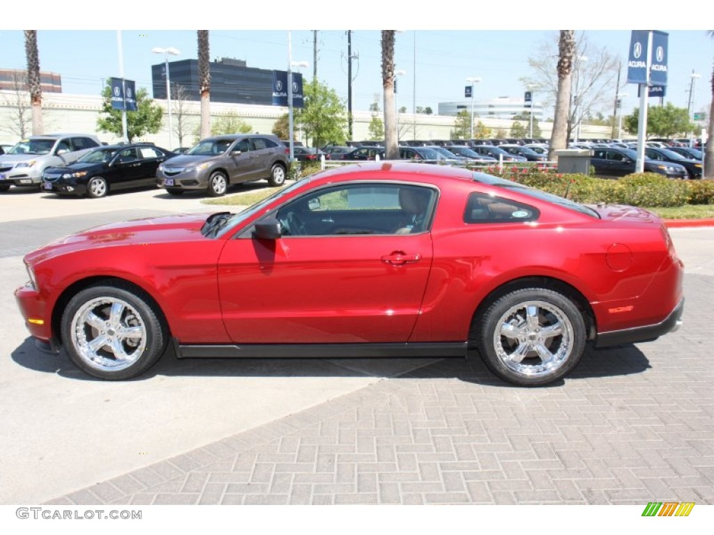 2011 Mustang V6 Premium Coupe - Red Candy Metallic / Saddle photo #5
