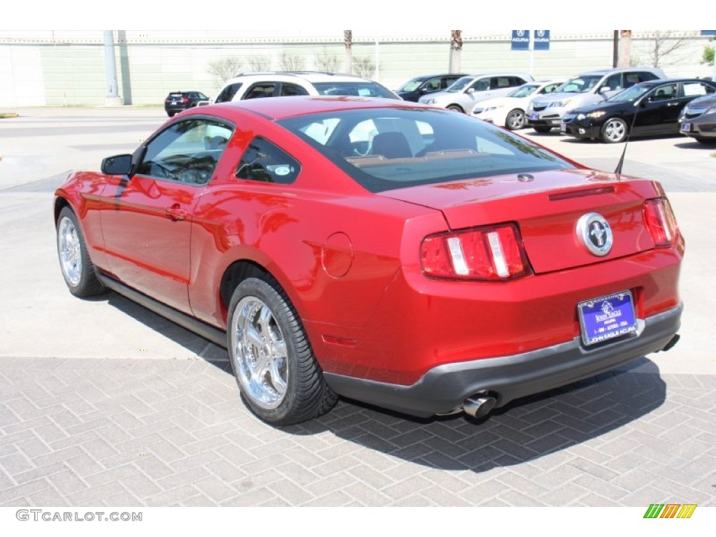2011 Mustang V6 Premium Coupe - Red Candy Metallic / Saddle photo #7