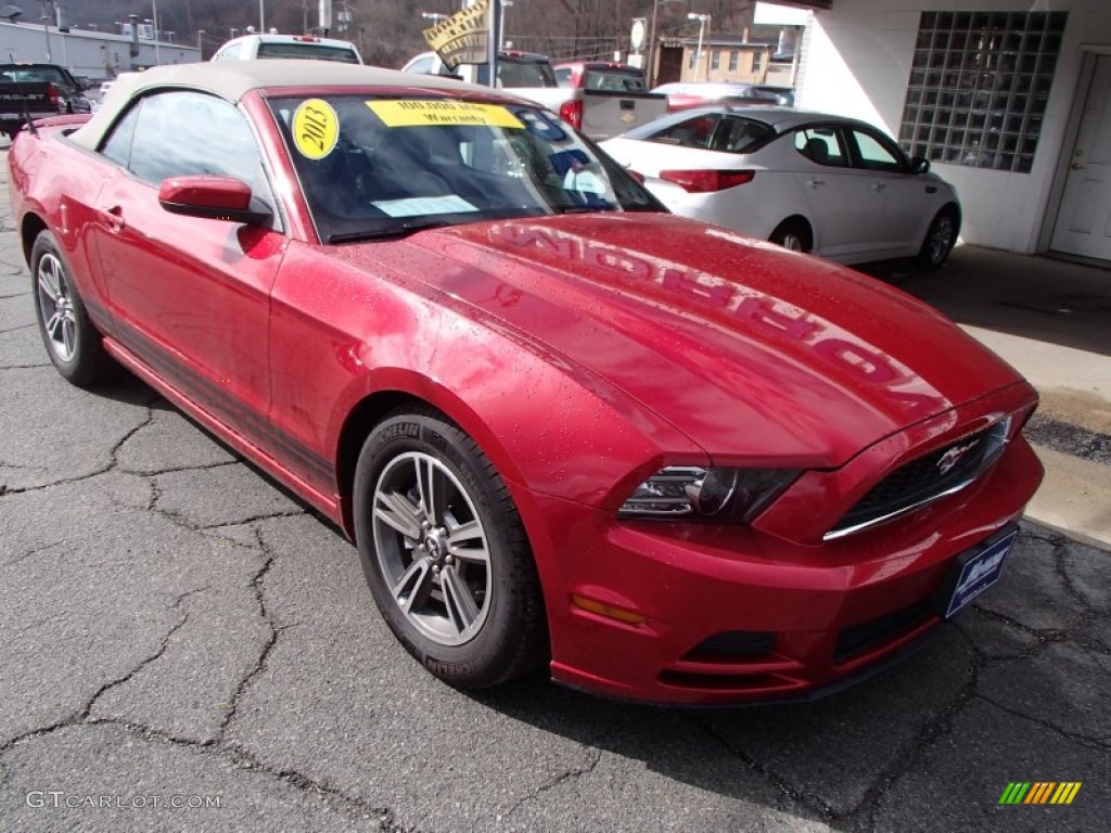 2013 Mustang V6 Premium Convertible - Red Candy Metallic / Stone photo #2