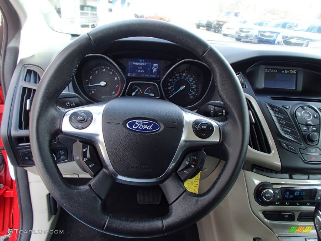 2012 Ford Focus SEL Sedan Stone Steering Wheel Photo #78990663