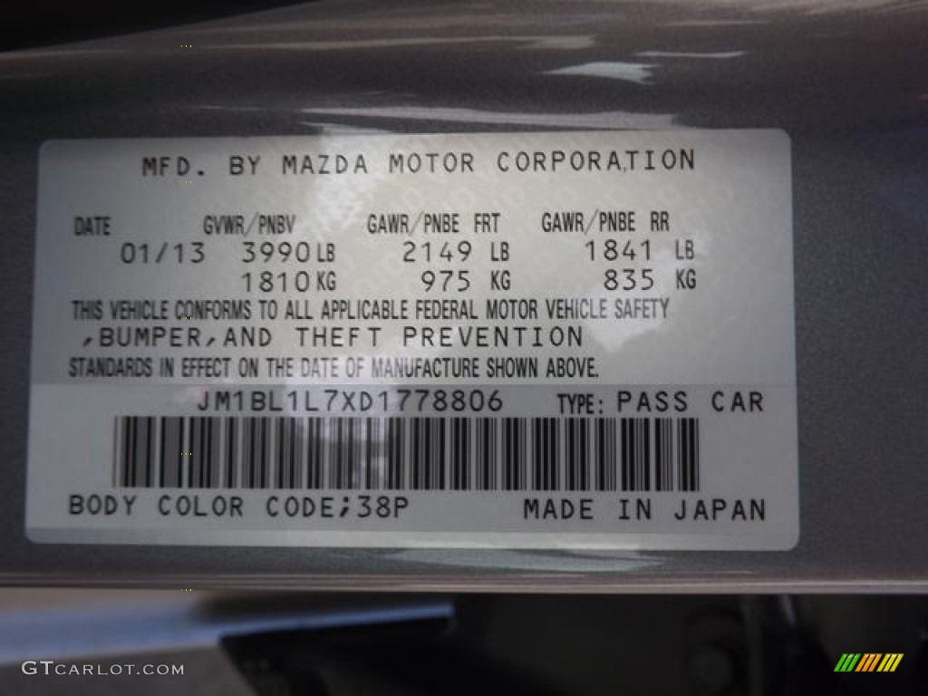 2013 MAZDA3 Color Code 38P for Liquid Silver Metallic Photo #78994408