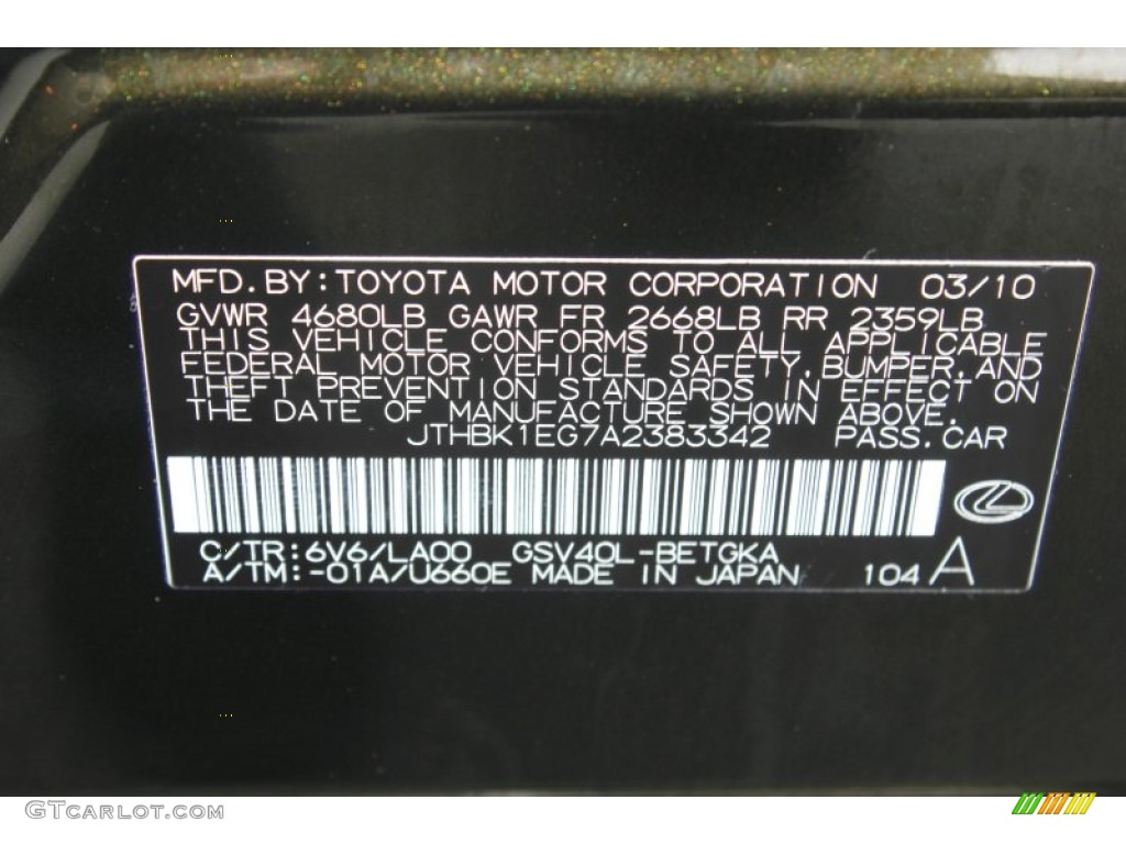 2010 ES Color Code 6V6 for Peridot Green Mica Photo #79003798