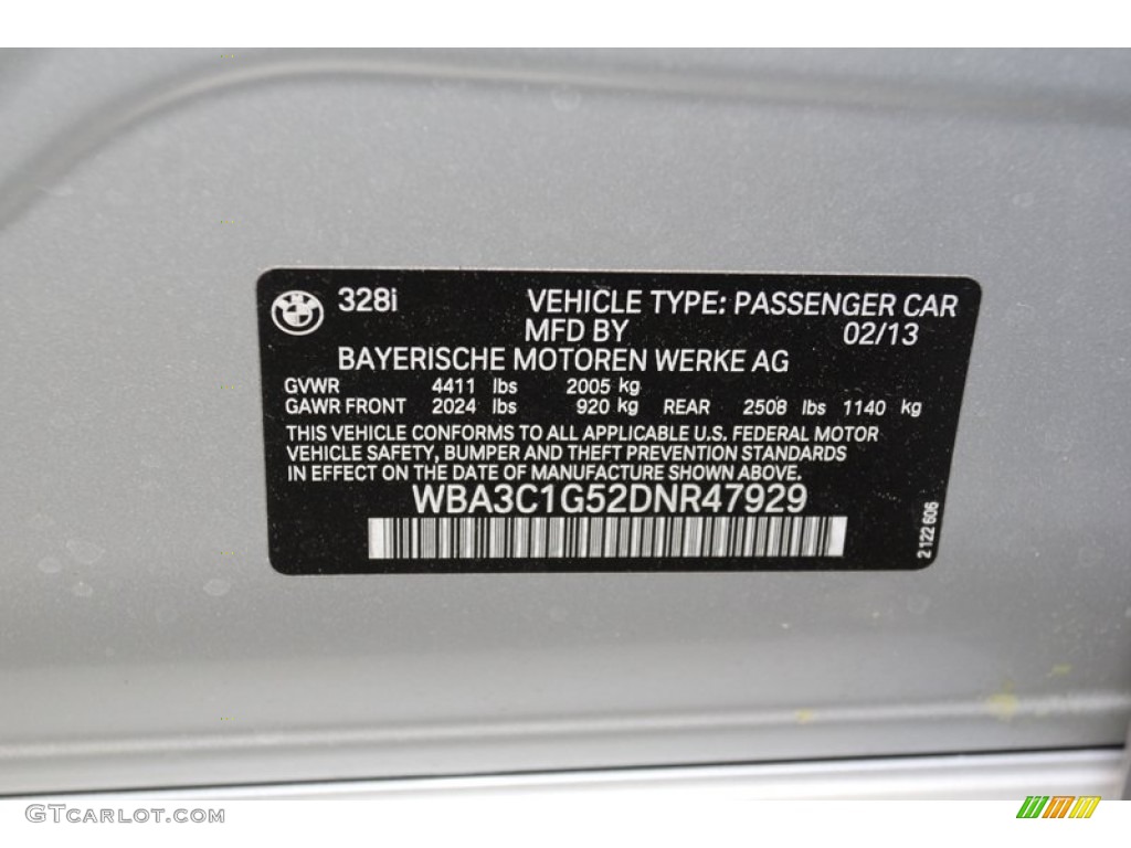 2013 BMW 3 Series 328i Sedan Info Tag Photo #79015524