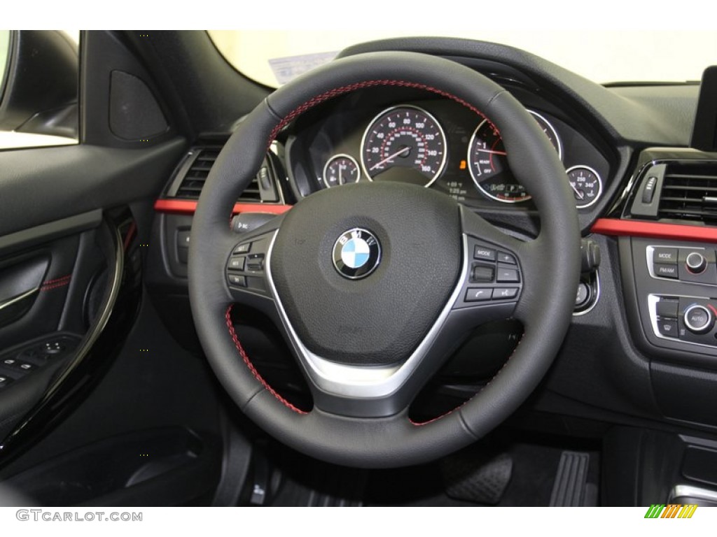 2013 BMW 3 Series 328i Sedan Black Steering Wheel Photo #79016988