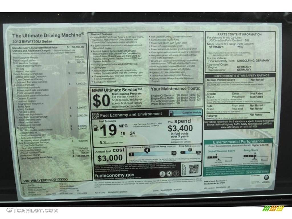 2013 7 Series 750Li Sedan - Black Sapphire Metallic / Black photo #37
