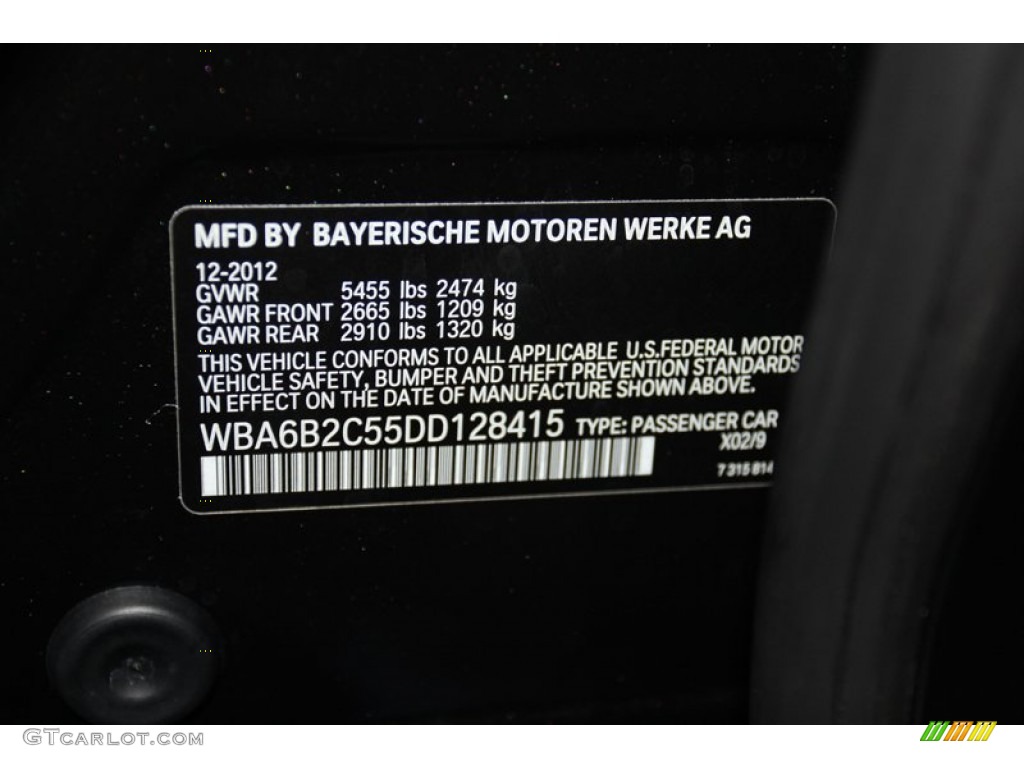 2013 6 Series Color Code X02 for BMW Individual Citrin Black Metallic Photo #79020391