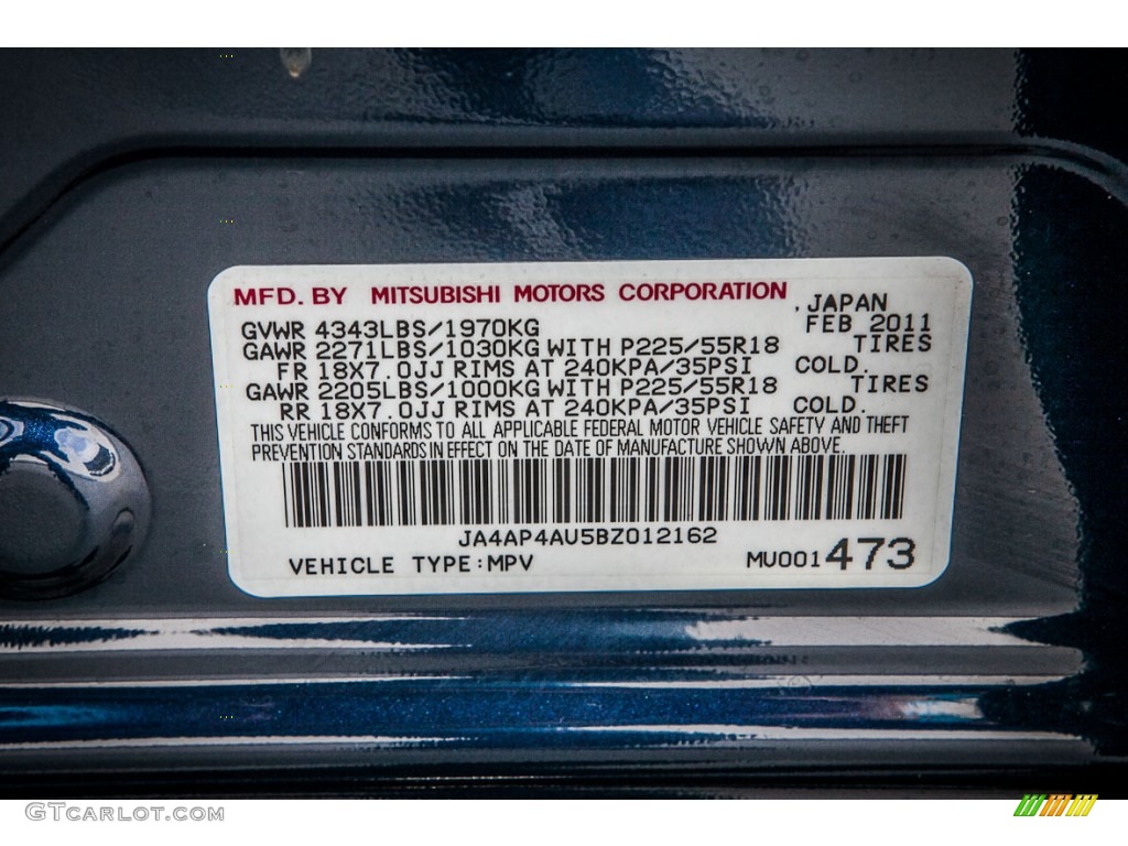 2011 Mitsubishi Outlander Sport SE Info Tag Photo #79022067