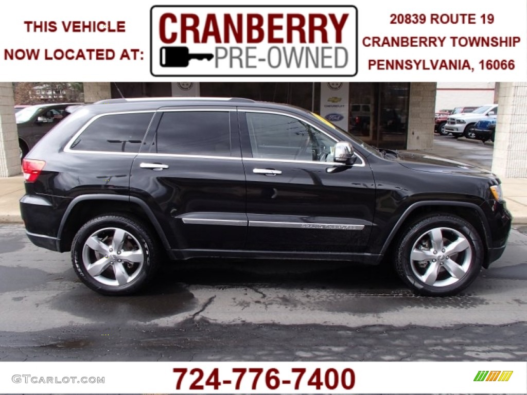 2011 Grand Cherokee Overland 4x4 - Brilliant Black Crystal Pearl / Dark Frost Beige/Light Frost Beige photo #1