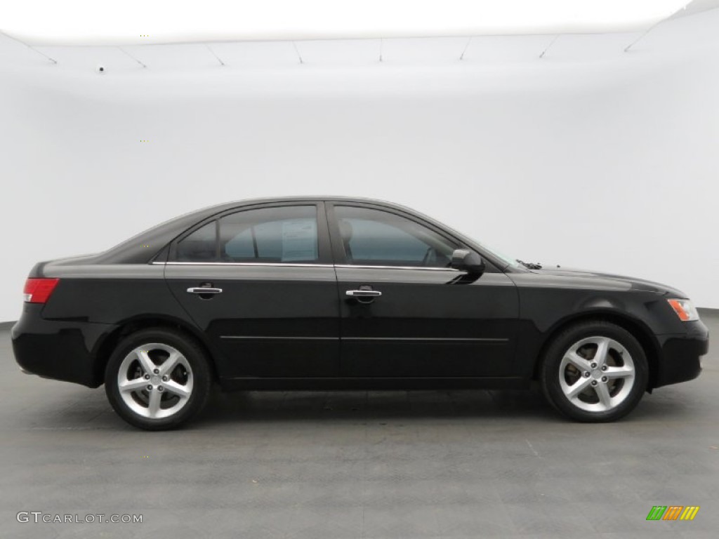 2007 Sonata Limited V6 - Ebony Black / Beige photo #4