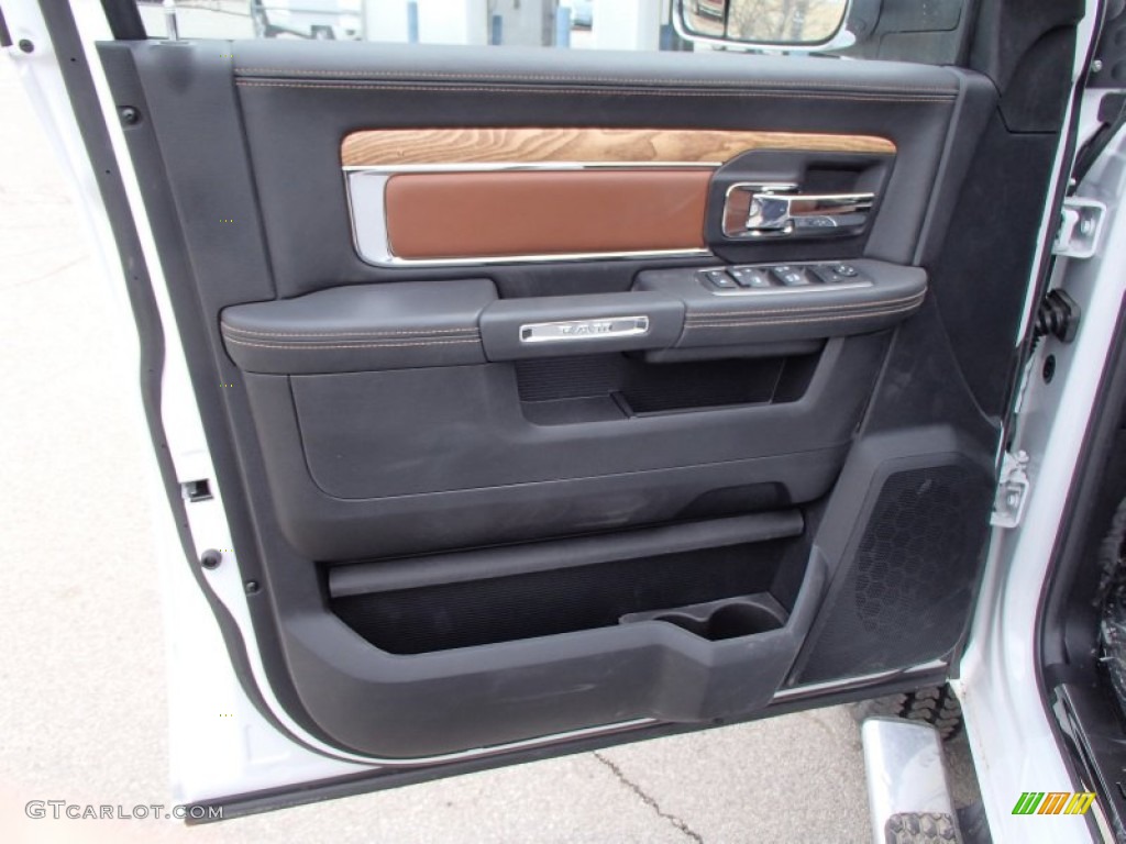 2013 Ram 2500 Laramie Longhorn Crew Cab 4x4 Black/Cattle Tan Door Panel Photo #79031162